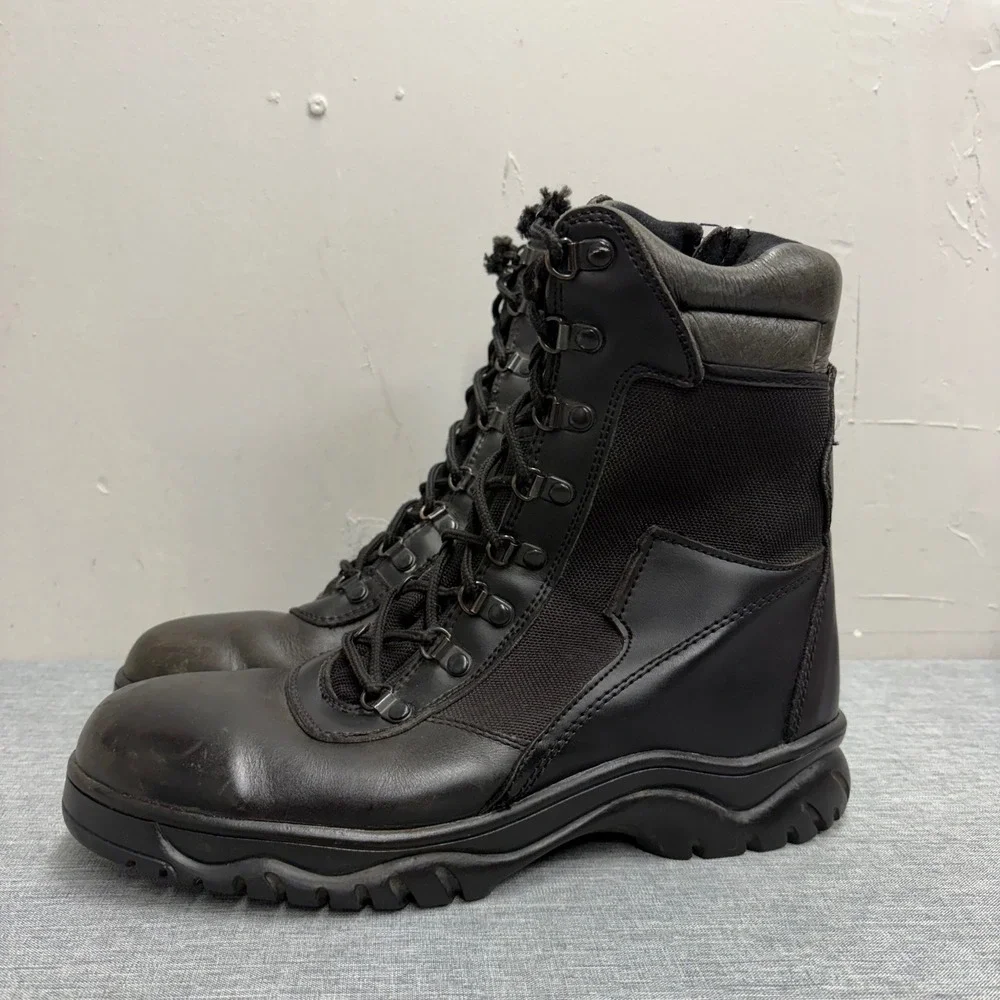 Rothco Tactical Boots Mens 11 Black Side Zip Leather Nylon Combat Workwear V85